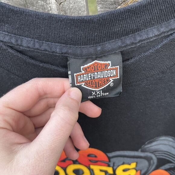 Vintage 90s Harley Davidson Engine Size Matters Black Shirt XXL Single Stich USA - Picture 8 of 16